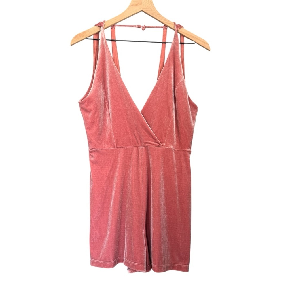 Urban Outfitters Dusty Rose Velvet Romper